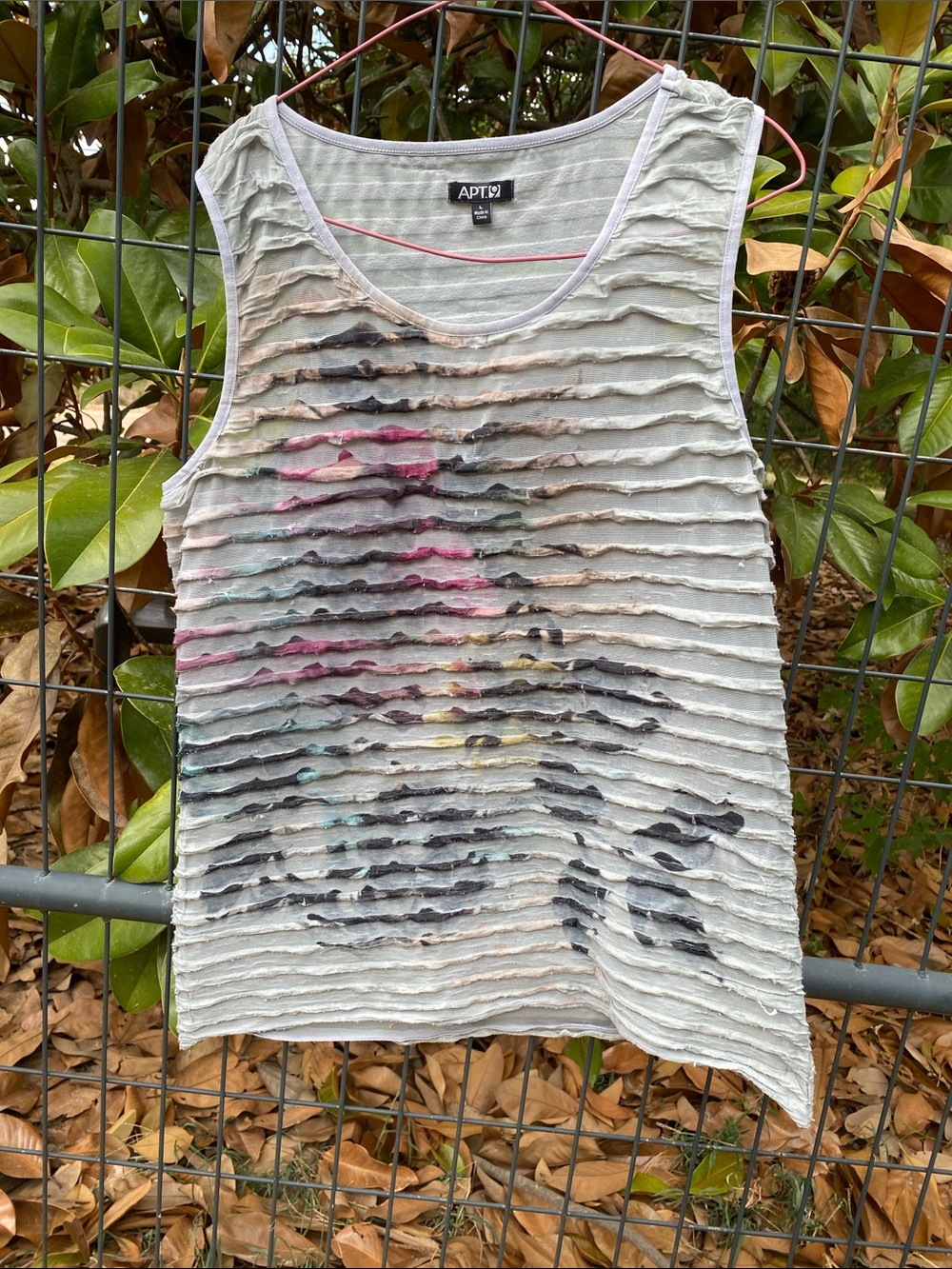 Apt. 9 Women's Large Sleeveless Ruffled Striped Tank Top